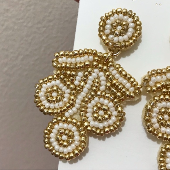 NWT J. Crew Beaded Statement Earrings, Drop Beach Boho Bridal J.Crew Factory OS - Picture 8 of 15